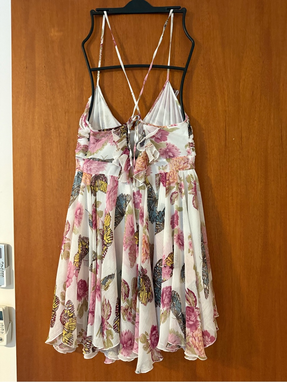 Floral & Butterfly Flowy, Spaghetti-Strap Mini Dress - Picture 4 of 6
